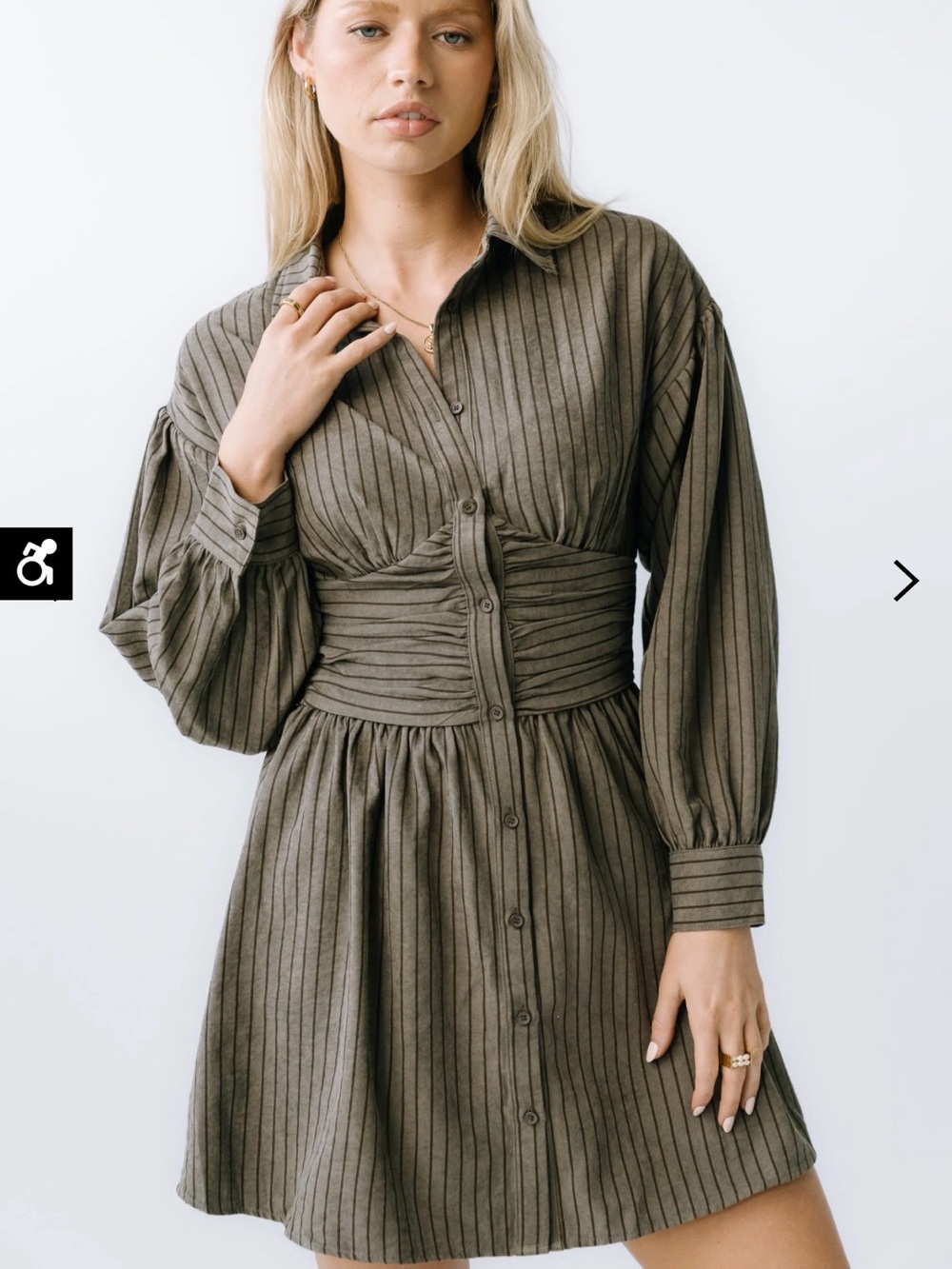 NWT Bohme Lonnie Striped Mini Dress in Grey